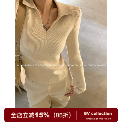 POLO领弹力加厚修身显瘦针织上衣