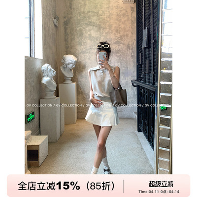 百褶牛仔裙防走光裙裤