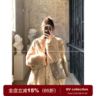 新款 GV大白哥 冬季 肌理感廓形环保毛开襟外套 上衣女 古巴VTG