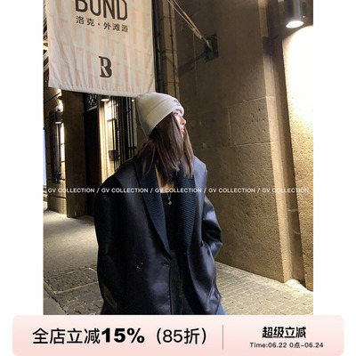 GV大白哥 腔调Kendall 暗黑复古风皮毛一体羊羔毛pu皮衣休闲外套