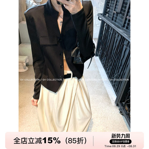 新中式通勤酷调拼接夹克外套
