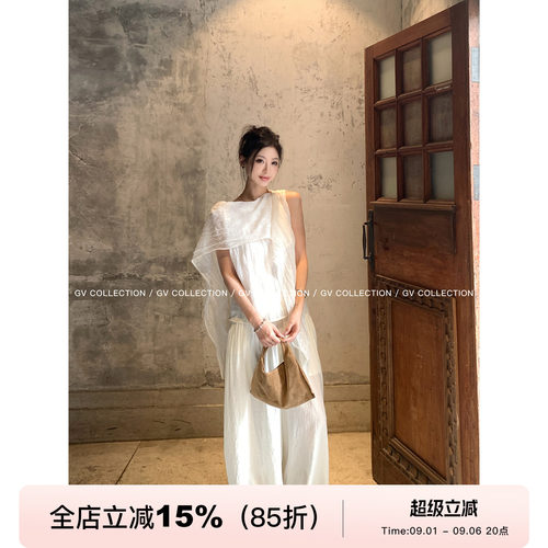 压褶肌理双层裁片设计感无袖背心