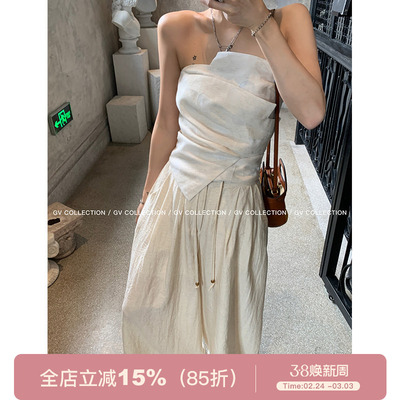 GV大白哥 designer私服 设计感双层立体结构不规则抹胸一字上衣女