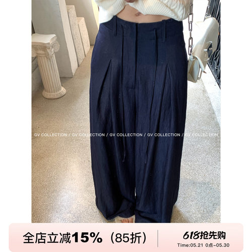 抽绳阔腿透气薄款直筒休闲裤