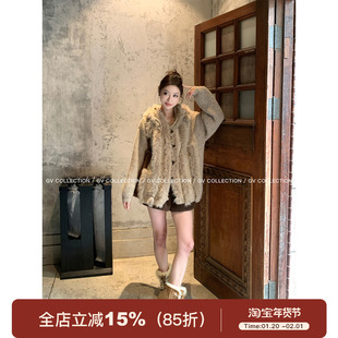 GV大白哥 海盐暖意 羊毛连帽毛衣设计感拼接立体毛上衣冬季新款女