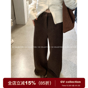 绒暖立体 裤 毛呢加厚柔软松弛感直筒裤 新款 子女百搭 冬季 GV大白哥