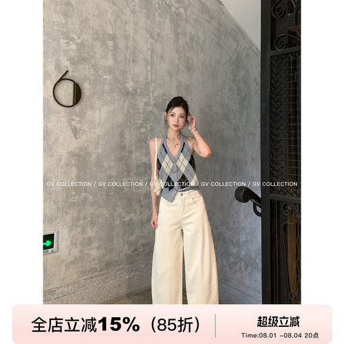 基础七分直筒阔腿万搭牛仔裤