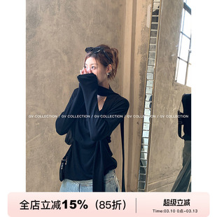 GV大白哥 Chill感随性 松弛感挂脖飘带堆堆针织上衣慵懒荡领小衫