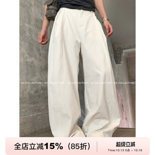 GV大白哥 慵懒阔形 解构捏褶阔腿松弛感休闲裤2026秋季新款裤子女