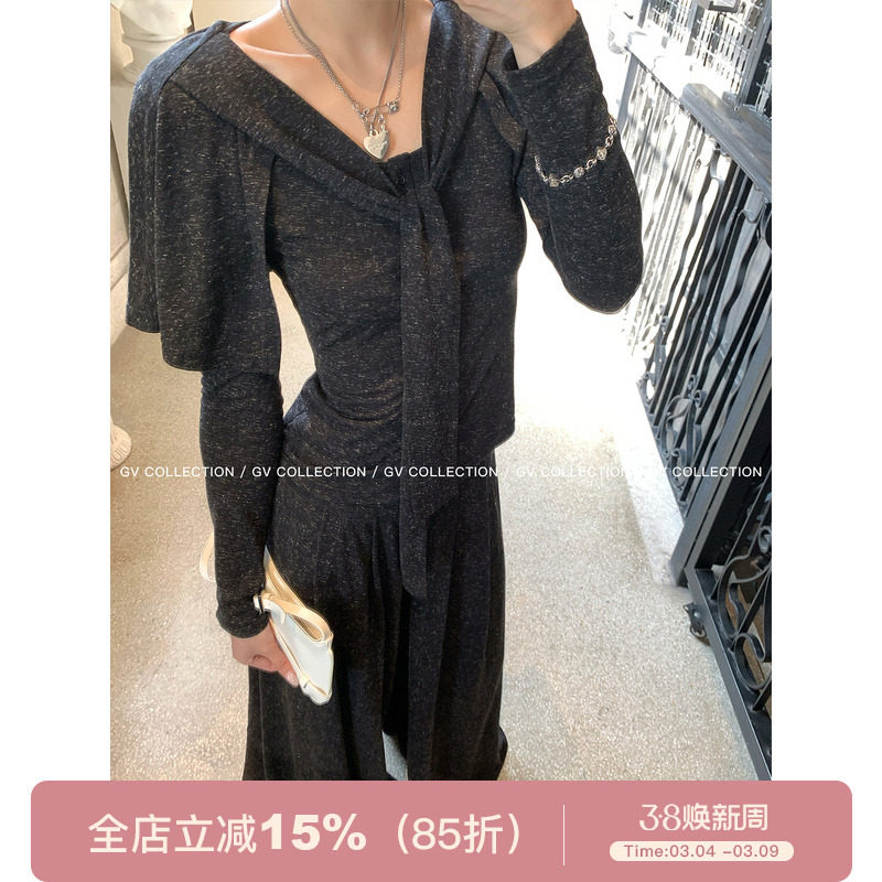 GV大白哥 私服买手 披肩假两件上衣阔腿裤套装春季新款百搭气质女