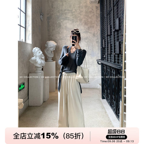 松弛舒适感抽绳宽松运动裤