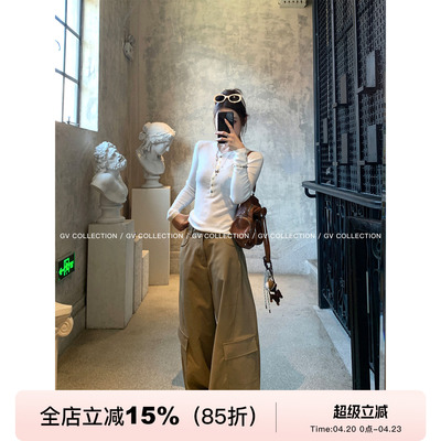 直筒复古宽松口袋工装裤