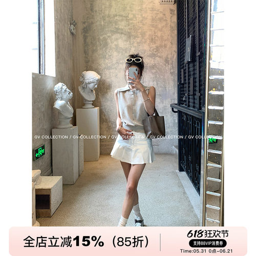 百褶牛仔裙防走光裙裤