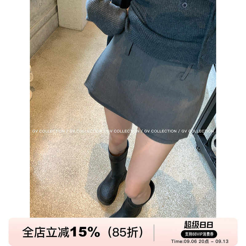 GV大白哥 绝好版型 双层侧开叉微A版型裙裤百搭休闲时尚短裤女秋图片
