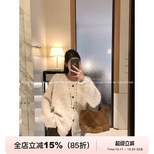 GV大白哥 暖包圈圈绒 翻领宽松羊毛圆领毛衣开衫外套秋冬上衣女