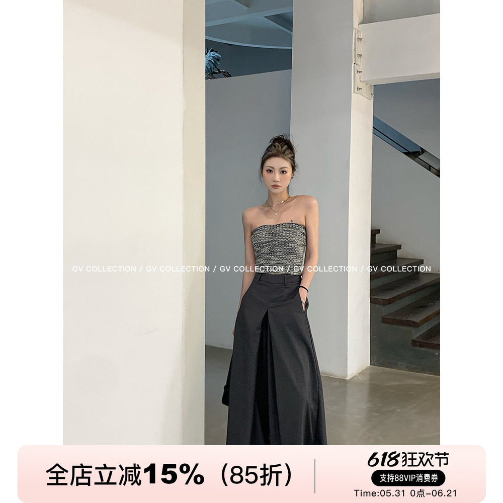 GV大白哥 雅痞西裤 超重工垂坠阔腿西裤秋夏新款女遮肉酷飒裤子潮