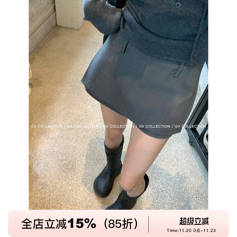 GV大白哥 绝好版型 双层侧开叉微A版型裙裤百搭休闲时尚短裤女秋