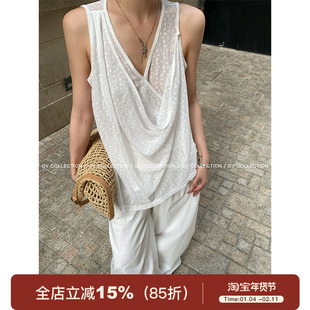 GV大白哥 松弛清透感 立体轻薄双层无袖背心上衣设计感小众女夏