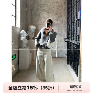 GV大白哥 内绒Row系 天丝棉加绒结构阔腿牛仔裤秋冬裤子女百搭