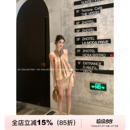 GV大白哥 复古茶歇 系带削肩晕染花卉莱赛尔背心半身裤套装夏季女