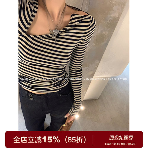 莱赛尔斜肩不规则修身上衣T恤