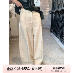 子女 棉麻莱赛尔立体缝线重工直筒休闲裤 GV大白哥 极简立裁