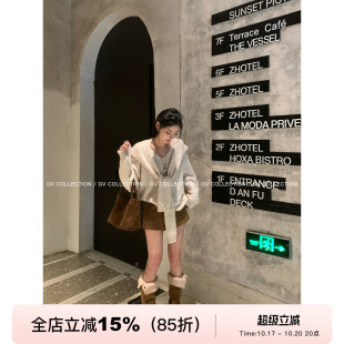 GV大白哥 松弛叠穿 羊毛廓形松弛感V领毛衣披肩两件套秋冬上衣女