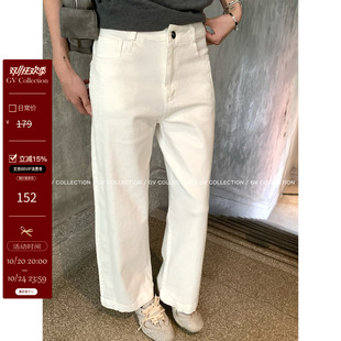 GV大白哥  率性线条 直筒牛仔阔腿高腰显瘦九分裤子2026秋季新款