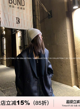 GV大白哥 腔调Kendall 暗黑复古风皮毛一体羊羔毛pu皮衣休闲外套