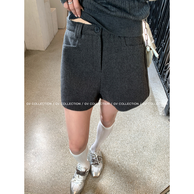 长期主义毛呢廓形直筒宽松短裤