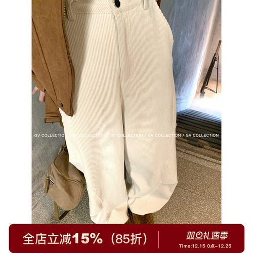 灯芯绒弯刀阔腿休闲裤