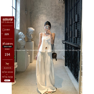 GV大白哥 解构设计感 立体假两件背心阔腿裤套装气质上衣显瘦裤子