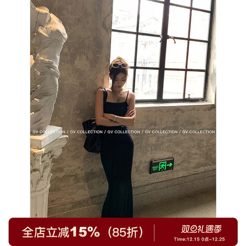 GV大白哥 开挂超模裙 性感修身收腰优雅吊带长裙卡戴珊连衣裙女