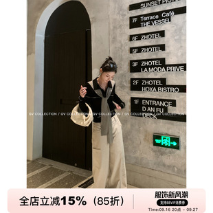 GV大白哥 美高秀场 学院海军可拆卸领巾羊毛针织衫polo领秋季上衣