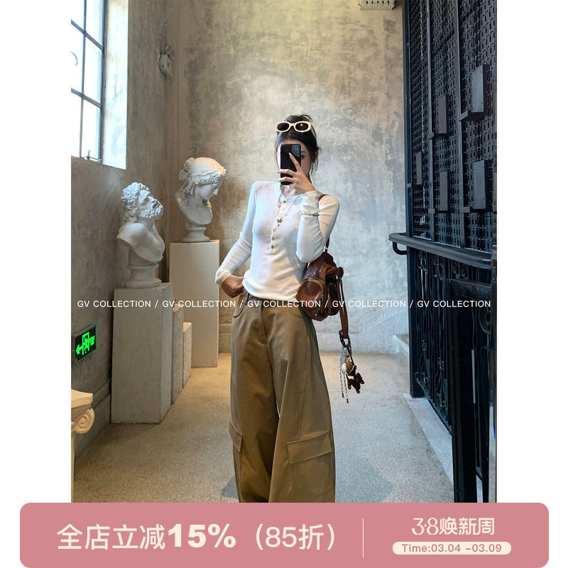 GV大白哥 松弛公式 直筒复古宽松口袋工装裤秋季新款裤子百搭遮肉