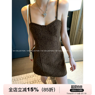 GV大白哥 千金月光 带胸垫立体蕾丝吊带连衣裙春季新款百搭裙子女