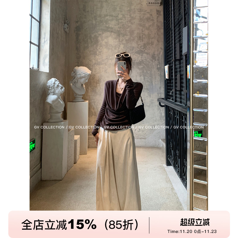 解构设计感松弛阔腿裤