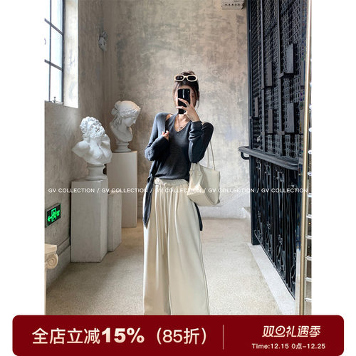 松弛舒适感抽绳宽松运动裤