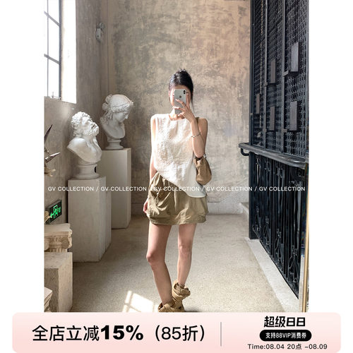 速干机能松紧腰大口袋工装裙裙