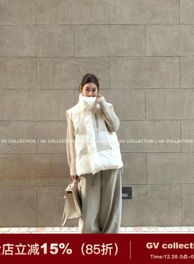 GV大白哥  蓬松奶包 90绒立领大翻领羽绒服马甲背心冬季上衣女