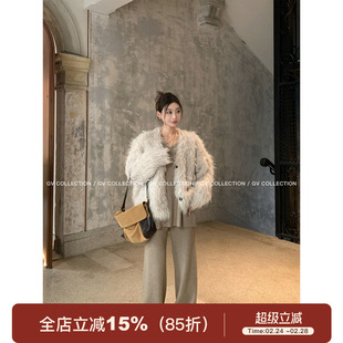 GV大白哥 贵气欧尼 羊毛圈圈长拉毛针织毛衣开衫外套秋冬上衣女