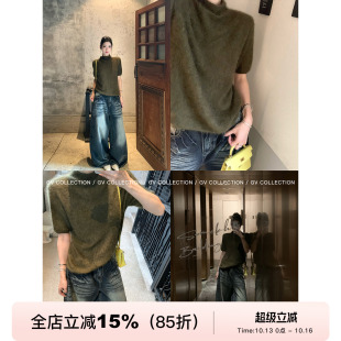 GV大白哥 静奢慵懒 桑蚕丝羊毛气质绒感松弛高领毛针织衫短袖上衣
