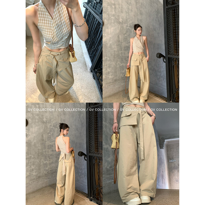 腰帘设计松弛薄款机车工装裤