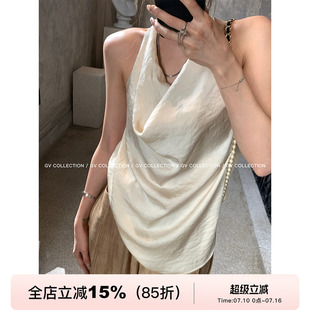 GV大白哥 本期C位 松弛感挂脖荡领露背上衣无袖背心露肩女夏