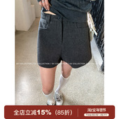 百搭裤 GV大白哥 子女 春季 新款 长期主义 毛呢廓形直筒宽松短裤
