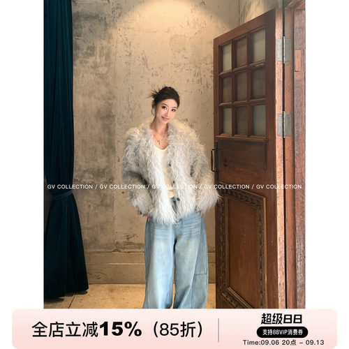 水洗加绒解构松弛感阔腿牛仔裤