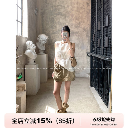 速干机能松紧腰大口袋工装裙裙