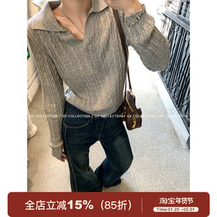 GV大白哥 RL淡人 麻花编织polo领松弛感针织上衣秋冬新款百搭女