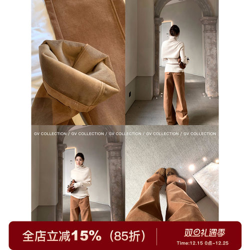 直筒显瘦灯芯绒加绒休闲裤