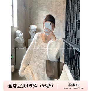 GV大白哥 绒绒舒芙蕾 棒针闪丝松弛感毛衣冬季新款上衣百搭气质女